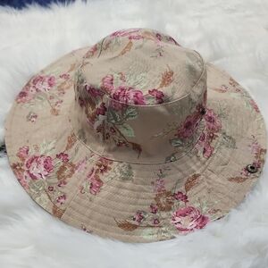 Garden Girl Floral Tan Sun Hat